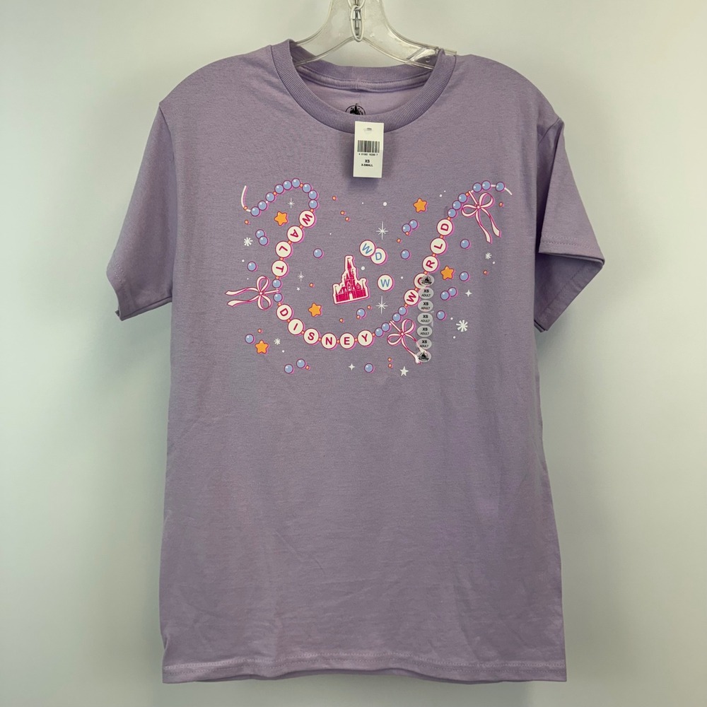 Walt‎ Disney World Purple Beaded Castle Graphic T-Shirt XS New